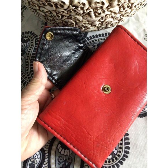 Mid Century Vintage Faux Leather Wallet Red Black Checkbook Wallet ❤️ - Picture 8 of 14